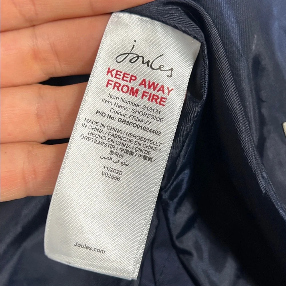 Joules Girls Navy Rain Coat size 8 years old gently used hooded - Picture 10 of 16